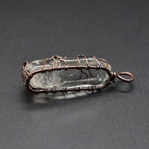 Stone Crystal Pillar Tree Of Life Pendant necklace